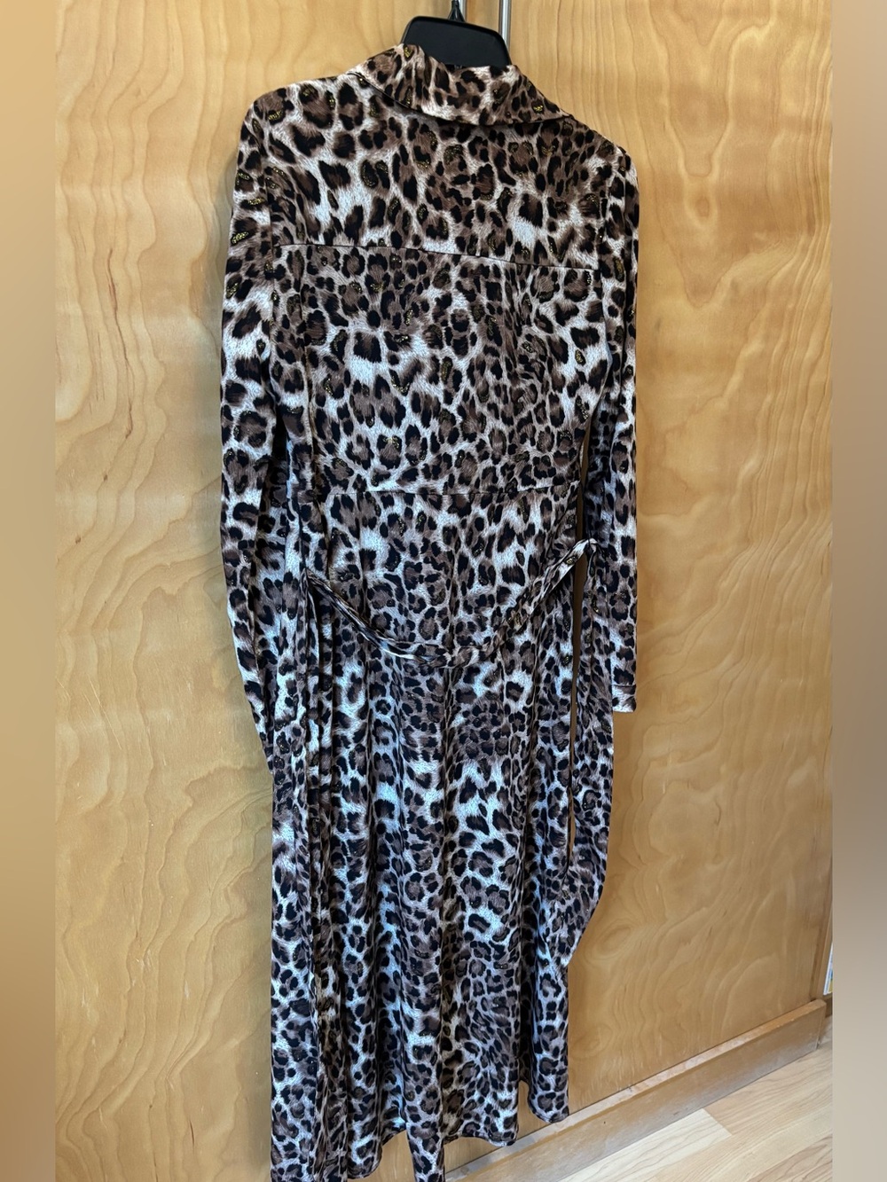 Lea & Viola Leopard Print Maxi Trench Coat - Brown & Black sz S - Picture 5 of 8